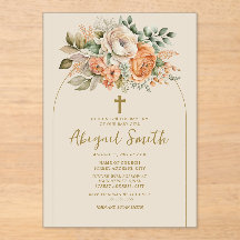 Elegante boogperzik bloemige baby meisje doop