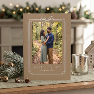Elegante Boogrand Merry and Bright Koppel Foto Feestdagen Kaart