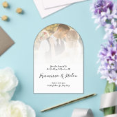 Elegante boogvormige aangepaste fotobruiloft acryl uitnodigingen (Insitu (Huwelijk))