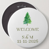Elegante Boom Bloem Initialen Trouw Ronde Button 6,0 Cm (Voorkant /achterkant)