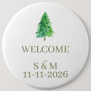 Elegante Boom Bloem Initialen Trouw Ronde Button 6,0 Cm