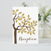 Elegante boom, gouden folie bladeren bruiloftsrece kaart (Staand voorkant)