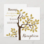 Elegante boom, gouden folie bladeren bruiloftsrece kaart (Voorkant / Achterkant)