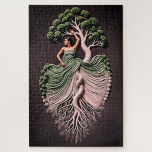 Elegante Boom Vrouw Muurkunst – 3D Natuur-Geïnspir Legpuzzel