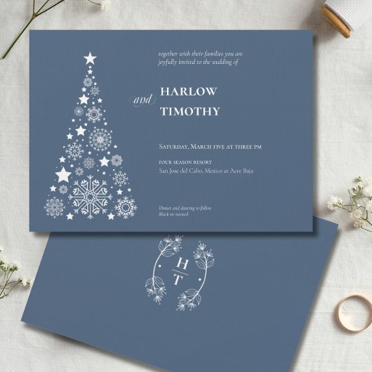 Elegante boom Winter Vakantie Bloemenkam Huwelijk Kaart