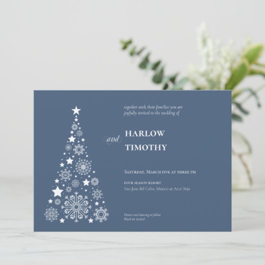 Elegante boom Winter Vakantie Bloemenkam Huwelijk Kaart (Staand voorkant)