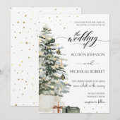 Elegante boomlichten winter kerst bruiloft kaart (Voorkant / Achterkant)