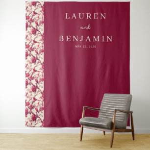 Elegante borde met bordeaux bloemen wandkleed