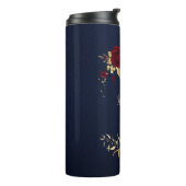 Elegante bordeaux bloemen gouden marine thermosbeker (Gedraaid links)