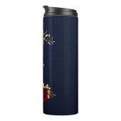 Elegante bordeaux bloemen gouden marine thermosbeker (Geroteerd rechts)