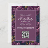 Elegante bordeaux bloemencode RSVP QR trouwkaart Kaart (Achterkant)