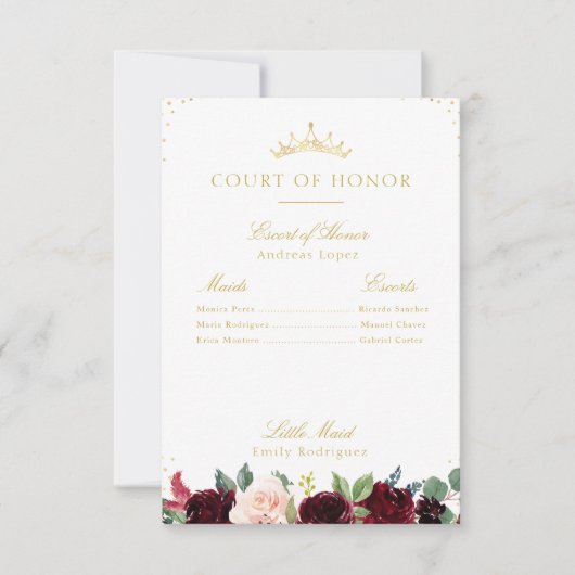 Elegante bordeaux bloemenhofkaart kaart (Voorkant)