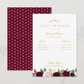 Elegante bordeaux bloemenhofkaart kaart (Voorkant / Achterkant)