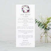 Elegante bordeaux bloemenmoderne scriptmenukaart menu (Staand voorkant)