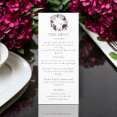 Elegante bordeaux bloemenmoderne scriptmenukaart menu