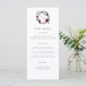 Elegante bordeaux bloemenmoderne scriptmenukaart menu (Staand voorkant)