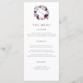 Elegante bordeaux bloemenmoderne scriptmenukaart menu (Voorkant)