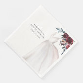 Elegante bordeaux bloemige bruidsdouche servet (Hoek)