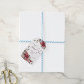 Elegante bordeaux bloemige bruiloftsdankjeshouder cadeaulabel (Met Touw)