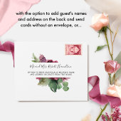 Elegante bordeaux blozen bruiloft w / geperforeerd all in one uitnodiging