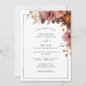 Elegante bordeaux, blozend, honing bloemenbruiloft kaart (Voorkant)