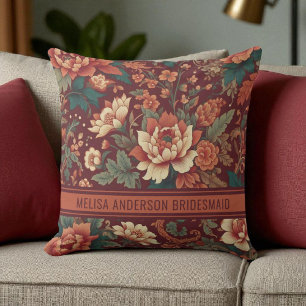 Elegante bordeaux chinoiserie bruidsmeisje kussen