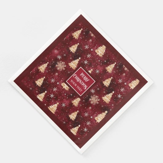 Elegante bordeaux en gouden kerstbomen servetten (Hoek)