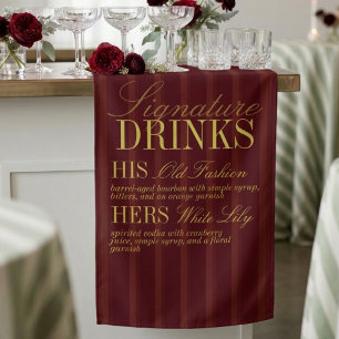 Elegante bordeaux gestreepte signaturedranken brui spandoek
