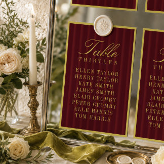 Elegante bordeaux gestreepte trouwzaalstoelenplatt kaart