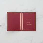 Elegante bordeaux gouden glitter druppels 50ste ve bedankkaart (Binnen)