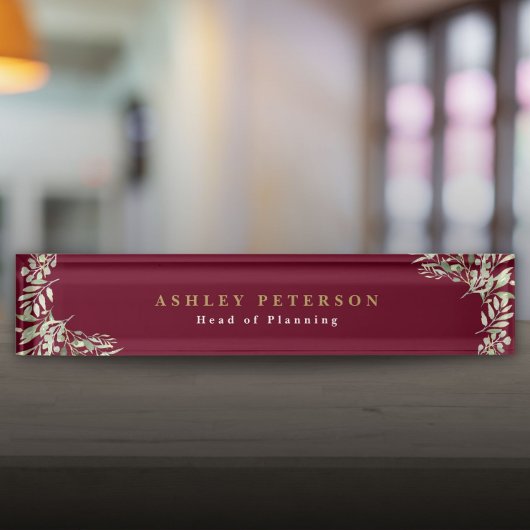 Elegante bordeaux gouden groene bureaunaambord naambordje
