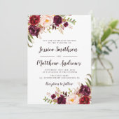 Elegante bordeaux huwelijksuitnodiging kaart (Staand voorkant)