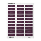 Elegante Bordeaux kleur bruiloft retour adres Etiket (Full Sheet)