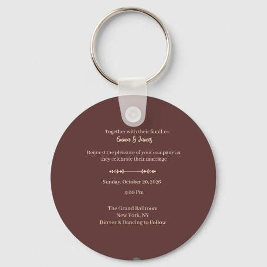 Elegante bordeaux luxe trouwuitnodiging sleutelhanger (Voorkant)