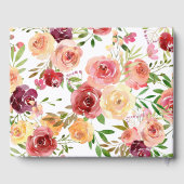 Elegante bordeaux perzik bloemenbruiloft goudfolie gastenboek (Achterkant)