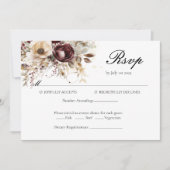 Elegante bordeaux pioenrozen Bruiloft RSVP kaart (Voorkant)