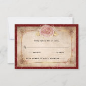 Elegante bordeaux roze rose goud rustieke bruiloft RSVP kaartje (Voorkant)