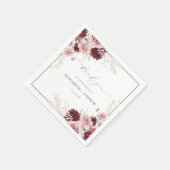 Elegante bordeaux-roze waterverf bruiloft servet (Hoek)