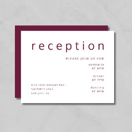 Elegante bordeaux typografie trouwreceptie informatiekaartje