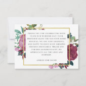 Elegante bordeaux / wijntuin bloemenbruiloft bedankkaart (Voorkant)