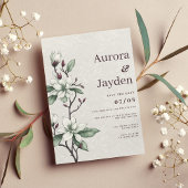 Elegante bordeaux witte munt bloemenkant bruiloft kaart