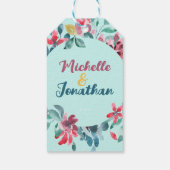 Elegante bordeauxkleurige kleurrijke waterverf blo cadeaulabel (Achterkant)