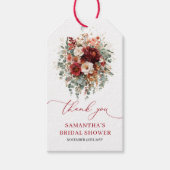 Elegante bordeauxrode bloem boho bruidsshower cade cadeaulabel (Voorkant)