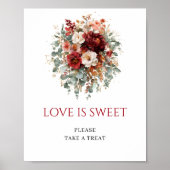 Elegante bordeauxrode bloem boho herfst liefde is poster (Voorkant)