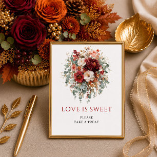 Elegante bordeauxrode bloem boho herfst liefde is poster