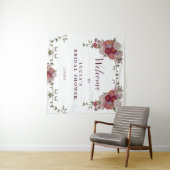 Elegante bordeauxrode bloem bruidsdouche welkom  wandkleed (In Situ (horizontaal))