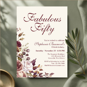 Elegante bordeauxrode bloem 'Fabulous Fifty' verja Kaart