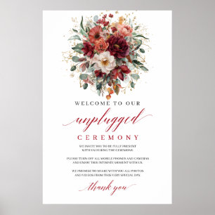 Elegante bordeauxrode bloem herfst ongeplugde cere poster