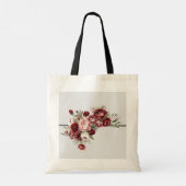 Elegante bordeauxrode bloemen tote bag (Achterkant)