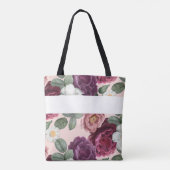 Elegante bordeauxrode bloemen trendy initiële mono tote bag (Achterkant)